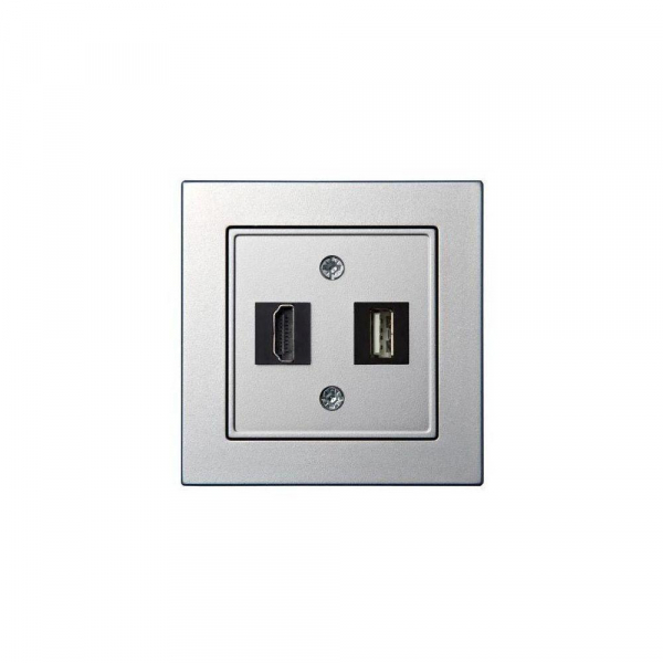 Розетка HDMI/USB Liregus Epsilon серебро 28-1856 Розетка HDMI/USB Liregus Epsilon серебро 28-1856