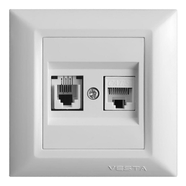 Розетка LAN/телефонная Vesta-Electric Roma белый FRZ00010204BEL Розетка LAN/телефонная Vesta-Electric Roma белый FRZ00010204BEL