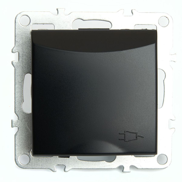 Розетка 2P+PE Stekker Эрна с крышкой черный PST16-9112-03 49156