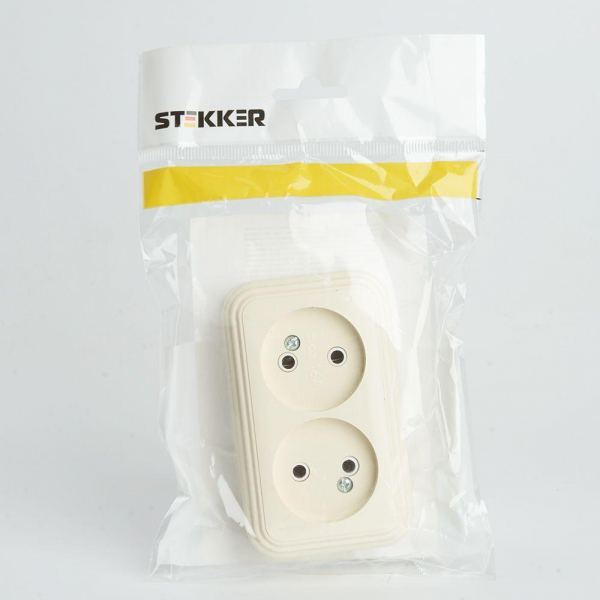 Розетка двойная 2P Stekker Брест слоновая кость PST16-30-20 49057 Розетка двойная 2P Stekker Брест слоновая кость PST16-30-20 49057