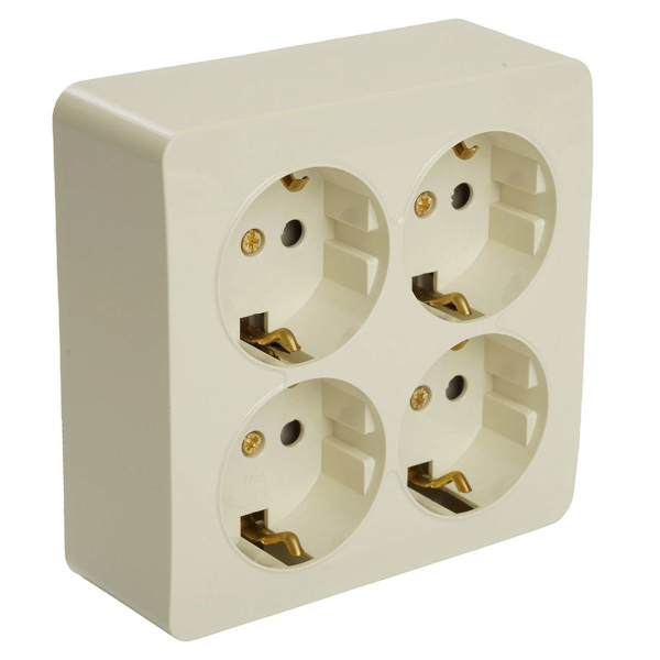 Розетка 4-местная 2P+PE Stekker София слоновая кость MST16-14S-04 49509