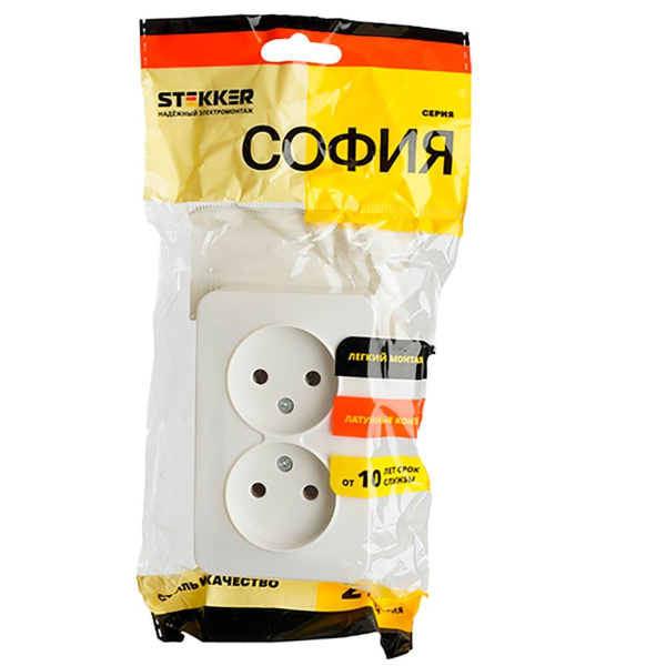 Розетка двойная 2P Stekker София белый MST10-12-01 49303