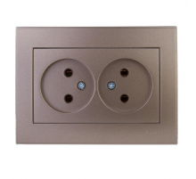 Розетка 2-ая без зазем. Lezard Rain бронза 703-3131-128