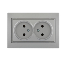 Розетка 2-ая без зазем. Lezard Mira серебро 701-1010-128B