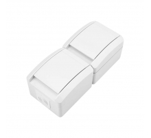 Блок вертикальный 2 розетки INDUSTRIAL IP54 с заземлением, о/у, белый KRANZ KR-78-0802