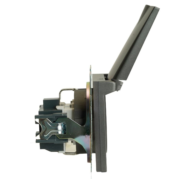 Розетка 2P+PE Stekker Катрин со шторками крышкой графит GLS16-7112-06 49424