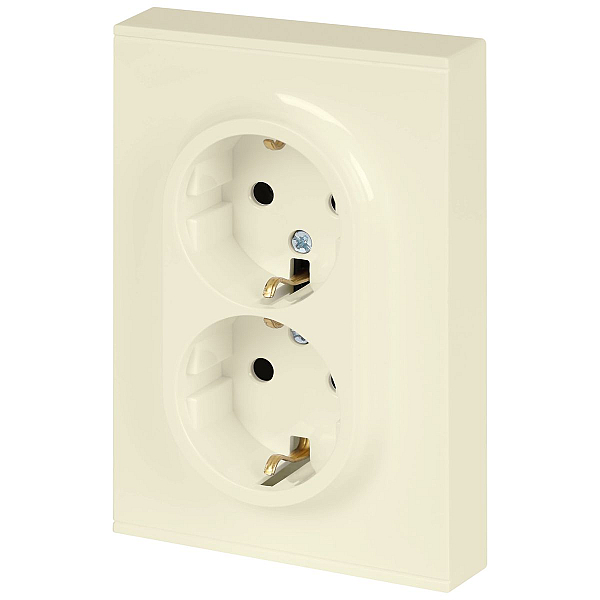 Розетка ЭРА Arktik 16-2104-02 двойная с заземлением 2X2P+E Schuko 16А-250В слоновая кость Б0070445