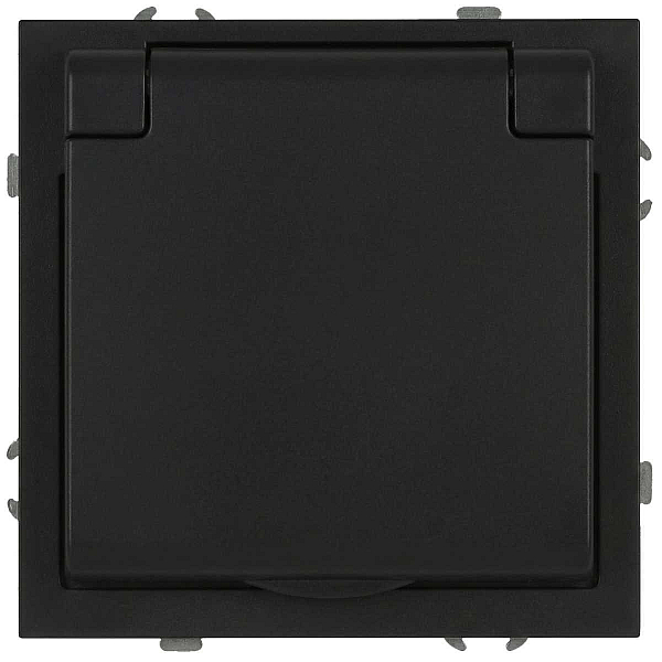 Розетка ЭРА Galaxy 15-2103-05 c заземлением 2P+E Schuko со шторками с крышкой 16А-250В IP20 антрацит Б0070666