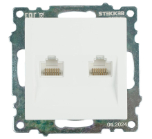 Розетка компьютерная 2-местная RJ-45 (механизм) Stekker GLS00-7109-01 Катрин, белый 50003