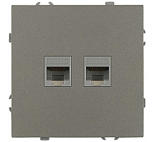 Розетка ЭРА Galaxy 15-3108-07 информационная двойная 2XRJ45 IP20 титан Б0070768