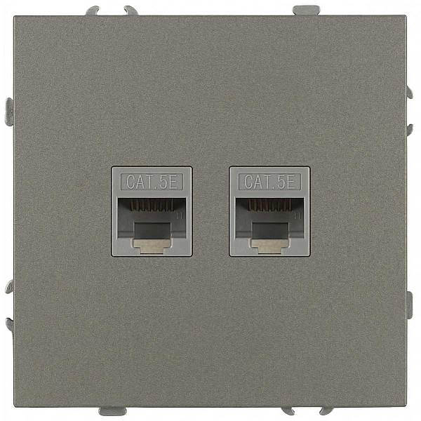 Розетка ЭРА Galaxy 15-3108-07 информационная двойная 2XRJ45 IP20 титан Б0070768