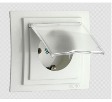 Розетка 2К+З Mono Electric Larissa 16A 250V с крышкой винтовое подключение белый 103-191921-118