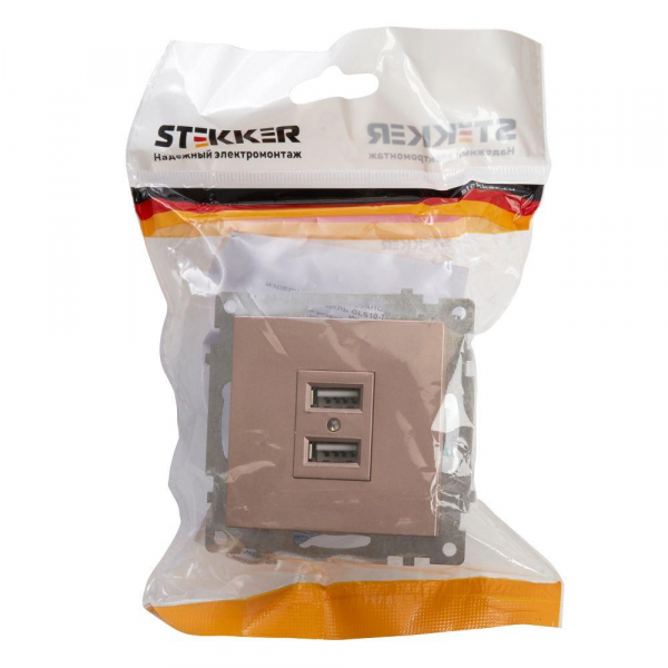 Розетка 2хUSB Stekker Катрин шампань GLS10-7115-02 39602 Розетка 2хUSB Stekker Катрин шампань GLS10-7115-02 39602