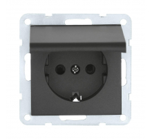 Розетка LK Studio с з/к, шторками и крышкой (черный бархат) LK60 863408-1