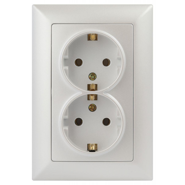 Розетка двойная ЭРА Intro Solo Schuko 2X2P+E 16A 250V перламутровый 4-205-06 Б0053678 Розетка двойная ЭРА Intro Solo Schuko 2X2P+E 16A 250V перламутровый 4-205-06 Б0053678