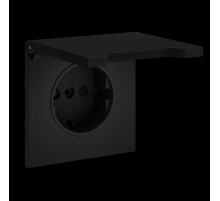 Накладка для розетки с заземлением защитными шторками и крышкой S70 (черный матовый) Voltum VLS000808