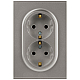 Розетка ЭРА Arktik 16-2105-07 двойная с заземлением 2X2P+E Schuko со шторками 16А-250В титан Б0070460
