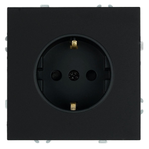 Розетка 1-местная с з/ш, с/з (механизм), СЗК, Stekker, 250В, 16А Эмили, RST16-5110-05ZK, черный уголь, soft touch 50251