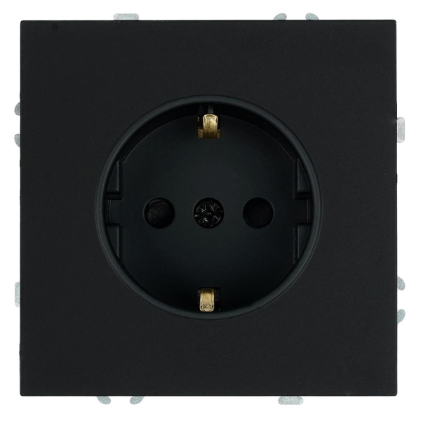 Розетка 1-местная с з/ш, с/з (механизм), СЗК, Stekker, 250В, 16А Эмили, RST16-5110-05ZK, черный уголь, soft touch 50251