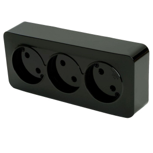 Розетка тройная 2P Stekker София черный MST10-13-02 49317