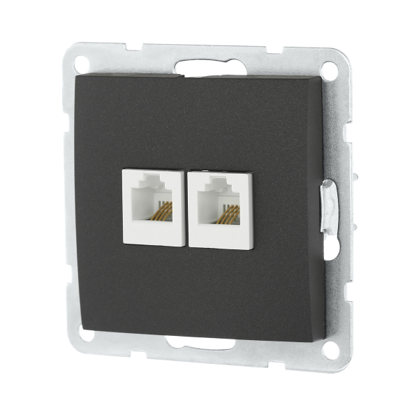 Розетка LK Studio компьютерная 2хRJ-45 кат. 5е с накладкой (черный бархат) LK60 866208-1