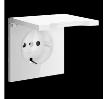 Накладка для розетки с заземлением защитными шторками и крышкой S70 (белый глянцевый) Voltum VLS000801