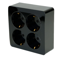 Розетка 4-местная 2P+PE Stekker София черный MST16-14S-02 49322