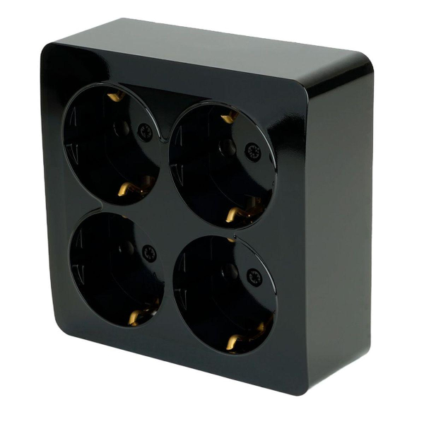 Розетка 4-местная 2P+PE Stekker София черный MST16-14S-02 49322