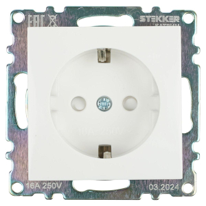 Розетка 2P+PE Stekker Катрин со шторками белый GLS16-7110-01 39304