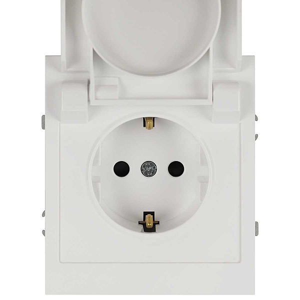 Розетка ЭРА Arktik 16-2103-01 с заземлением 2P+E Schuko со шторками с крышкой 16А-250В белый Б0070434
