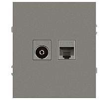 Розетка ЭРА Arktik 16-3110-07 комбинированная RJ45+TV титан Б0070500