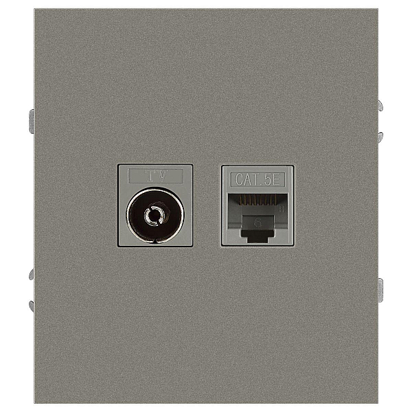 Розетка ЭРА Arktik 16-3110-07 комбинированная RJ45+TV титан Б0070500