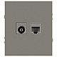 Розетка ЭРА Arktik 16-3110-07 комбинированная RJ45+TV титан Б0070500