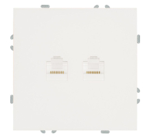 Розетка компьютерная 2-местная RJ-45 (механизм), STEKKER,  серия Эмили, RST00-5111-01, белый фарфор, soft touch 49874