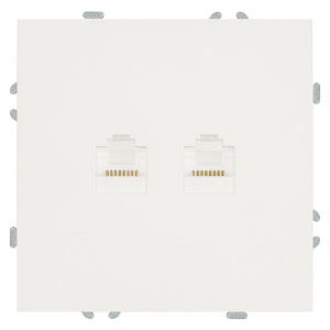 Розетка компьютерная 2-местная RJ-45 (механизм), STEKKER,  серия Эмили, RST00-5111-01, белый фарфор, soft touch 49874