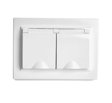 Розетка 2-местная 2P+PE Stekker Эрна с крышкой белый PST16-9015-01 49139