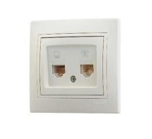 Розетка 2-ая комп. + тел. Lezard Mira кремовая 701-0303-143