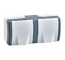 Розетка двойная Mono Electric Octans IP54 бело-серый 154-020006-121