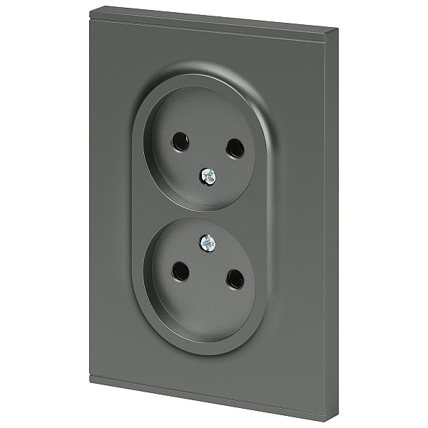 Розетка ЭРА Arktik 16-2107-06 без заземления двойная 2X2P 16А-250В графит Б0071686