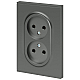 Розетка ЭРА Arktik 16-2107-06 без заземления двойная 2X2P 16А-250В графит Б0071686