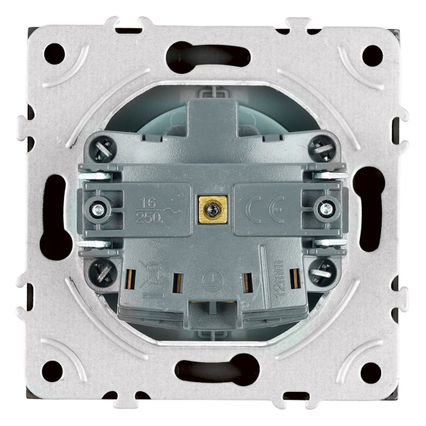 Розетка 1-местная с крышкой с защ. штор, STEKKER, с/з, 250В, 16А, серия Эмили, RST16-5112-10, платиново-серый, soft touch 49959