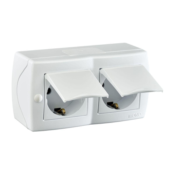 Розетка 2К+З двойная Mono Electric Octans IP20 16A 250V с крышкой винтовое подключение белый 104-010101-184 Розетка 2К+З двойная Mono Electric Octans IP20 16A 250V с крышкой винтовое подключение белый 104-010101-184