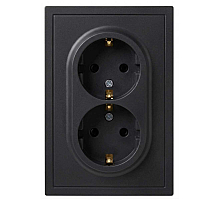 Розетка ЭРА Galaxy 15-2105-05 с заземлением двойная 2X2P+E Schuko со шторками IP20 16А-250В антрацит Б0070705