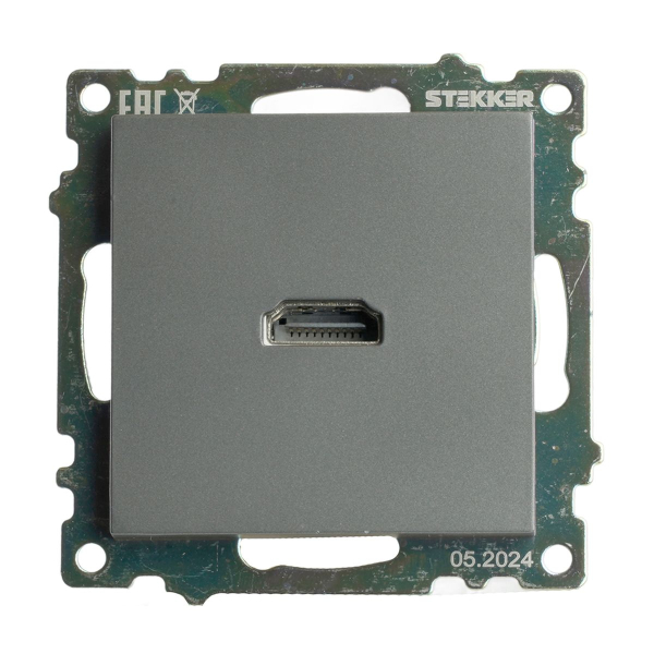 Розетка HDMI 2.1, Type A (механизм), серия Катрин, графит, GLS00-7118-06 50059