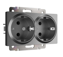 Розетка двойная с заземлением Werkel графит W1172064 4690389194443