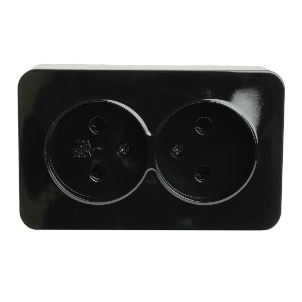 Розетка двойная 2P Stekker София черный MST10-12-02 49315