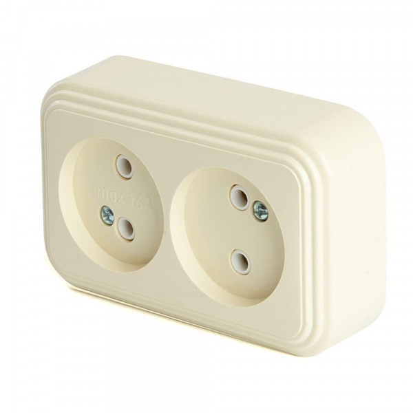 Розетка двойная 2P Stekker Брест слоновая кость PST16-30-20 49057 Розетка двойная 2P Stekker Брест слоновая кость PST16-30-20 49057