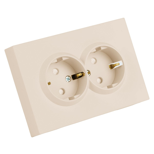 Розетка 2-местная с защитной шторкой, Stekker, с/з, 250В, 16А Эмили, RST16-5114-08, кашемир, soft touch 49908