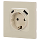 Розетка ЭРА Серия 12 12-4108-02 2P+E 16A-250В со шторками с USB type-A+C 5В-3А слоновая кость Б0067731