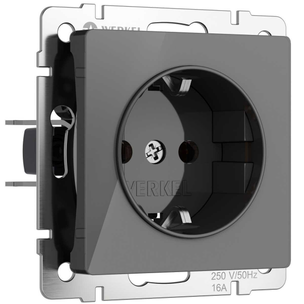 Розетка с заземлением Werkel графит акрил W1171044 4690389197505